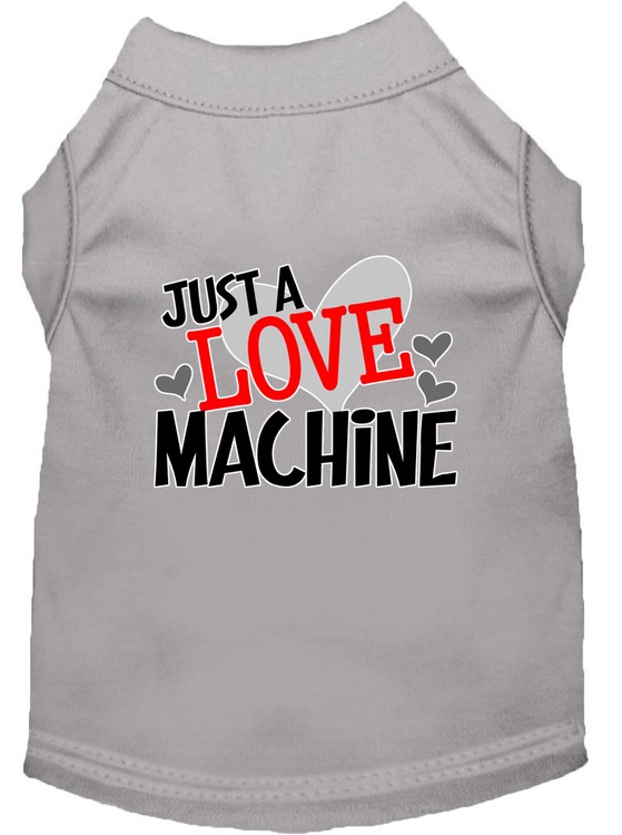 Love Machine Screen Print Dog Shirt Grey XS